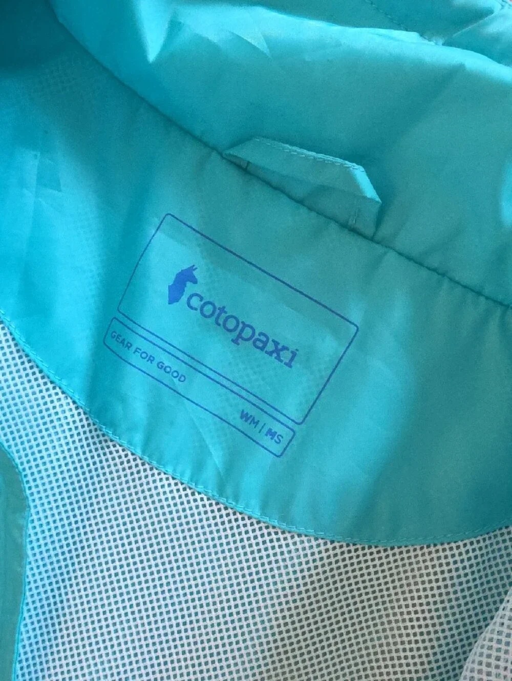 Womens Cotopaxi MEDIUM Colorblock Windbreaker Jacket - Turquoise/Orange/Blue